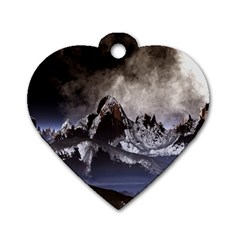 Mountains Moon Earth Space Dog Tag Heart (One Side)