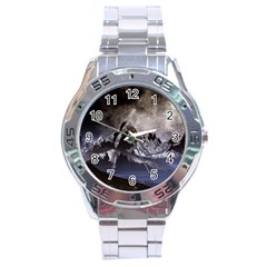 Mountains Moon Earth Space Stainless Steel Analogue Watch