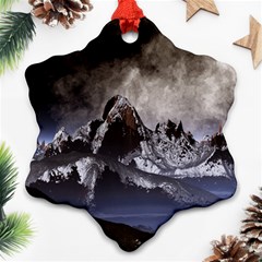 Mountains Moon Earth Space Snowflake Ornament (Two Sides)