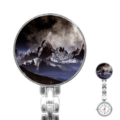 Mountains Moon Earth Space Stainless Steel Nurses Watch