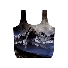 Mountains Moon Earth Space Full Print Recycle Bag (S)