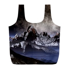 Mountains Moon Earth Space Full Print Recycle Bag (l) by Pakrebo