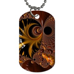 Fractal Brown Golden Intensive Dog Tag (two Sides) by Pakrebo