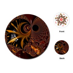 Fractal Brown Golden Intensive Playing Cards (round) by Pakrebo