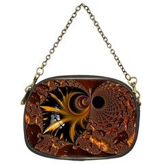 Fractal Brown Golden Intensive Chain Purse (one Side) by Pakrebo