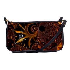 Fractal Brown Golden Intensive Shoulder Clutch Bag by Pakrebo