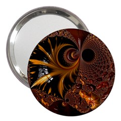 Fractal Brown Golden Intensive 3  Handbag Mirrors by Pakrebo