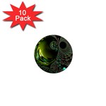 Fractal Intensive Green Olive 1  Mini Magnet (10 pack)  Front