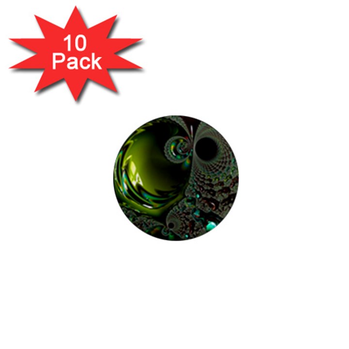 Fractal Intensive Green Olive 1  Mini Magnet (10 pack) 