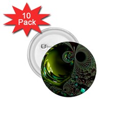 Fractal Intensive Green Olive 1 75  Buttons (10 Pack) by Pakrebo