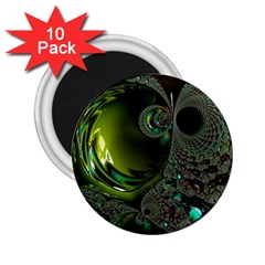 Fractal Intensive Green Olive 2 25  Magnets (10 Pack)  by Pakrebo