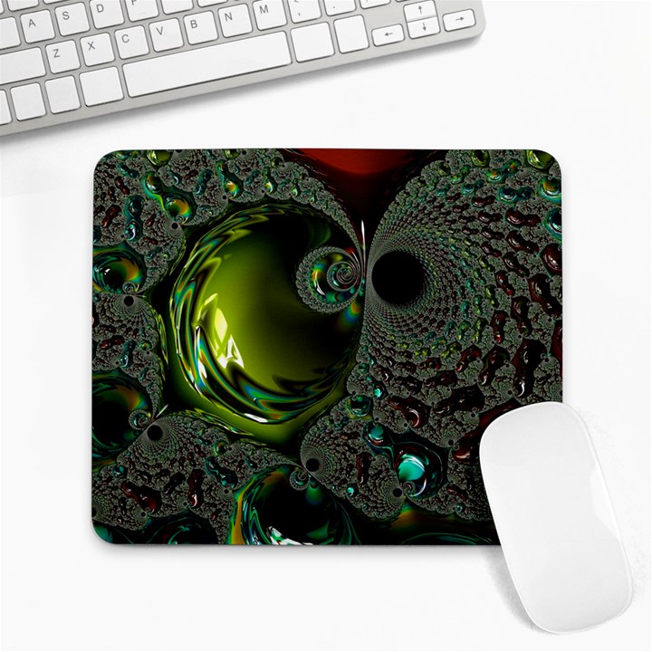 Fractal Intensive Green Olive Large Mousepads