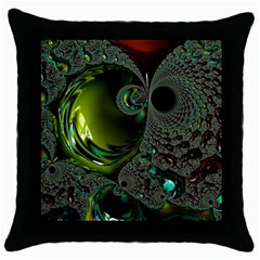 Fractal Intensive Green Olive Throw Pillow Case (black) by Pakrebo