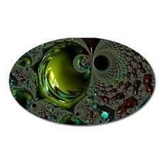 Fractal Intensive Green Olive Oval Magnet by Pakrebo