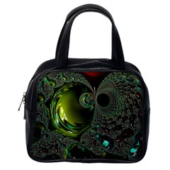 Fractal Intensive Green Olive Classic Handbag (one Side) by Pakrebo