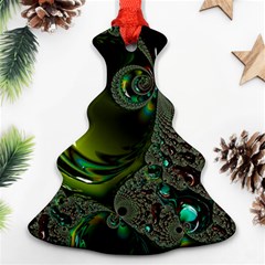 Fractal Intensive Green Olive Christmas Tree Ornament (two Sides)