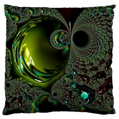 Fractal Intensive Green Olive Large Cushion Case (two Sides) by Pakrebo