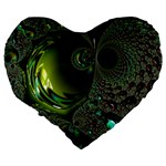 Fractal Intensive Green Olive Large 19  Premium Heart Shape Cushions Back