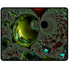 Fractal Intensive Green Olive Double Sided Fleece Blanket (medium)  by Pakrebo