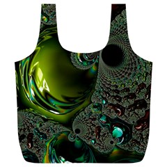 Fractal Intensive Green Olive Full Print Recycle Bag (xl) by Pakrebo