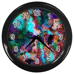 Seamless Abstract Colorful Tile Wall Clock (black) by Pakrebo