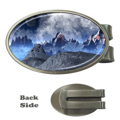 Mountains Moon Earth Space Money Clips (oval)  by Pakrebo