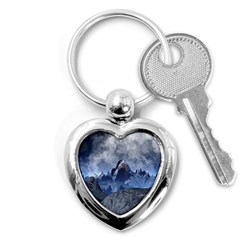 Mountains Moon Earth Space Key Chains (heart)  by Pakrebo