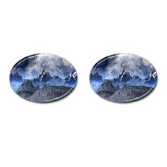 Mountains Moon Earth Space Cufflinks (oval) by Pakrebo