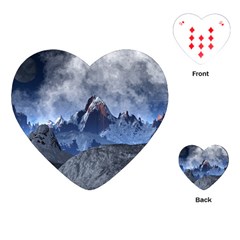 Mountains Moon Earth Space Playing Cards (heart) by Pakrebo