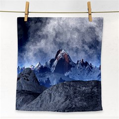 Mountains Moon Earth Space Face Towel by Pakrebo