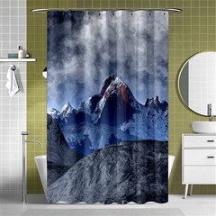 Mountains Moon Earth Space Shower Curtain 48  X 72  (small)  by Pakrebo