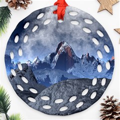 Mountains Moon Earth Space Ornament (round Filigree) by Pakrebo