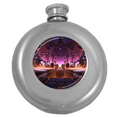 Fractal Mandelbulb 3d Round Hip Flask (5 Oz) by Pakrebo