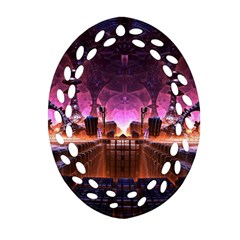 Fractal Mandelbulb 3d Oval Filigree Ornament (two Sides) by Pakrebo