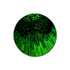 Fractal Rendering Background Green Rubber Round Coaster (4 Pack)  by Pakrebo