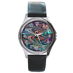 Seamless Abstract Marble Colorful Round Metal Watch by Pakrebo