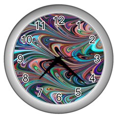 Seamless Abstract Marble Colorful Wall Clock (silver) by Pakrebo