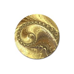 Fractal Golden Background Aesthetic Magnet 3  (round) by Pakrebo