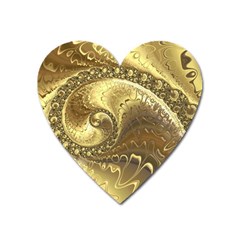 Fractal Golden Background Aesthetic Heart Magnet by Pakrebo