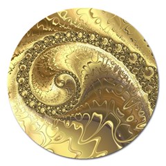 Fractal Golden Background Aesthetic Magnet 5  (round) by Pakrebo