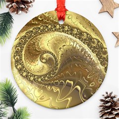 Fractal Golden Background Aesthetic Round Ornament (two Sides) by Pakrebo