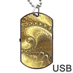 Fractal Golden Background Aesthetic Dog Tag Usb Flash (one Side) by Pakrebo