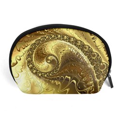 Fractal Golden Background Aesthetic Accessory Pouch (large) by Pakrebo