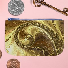 Fractal Golden Background Aesthetic Large Coin Purse by Pakrebo