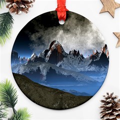 Mountains Moon Earth Space Ornament (round) by Pakrebo