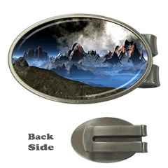 Mountains Moon Earth Space Money Clips (oval)  by Pakrebo