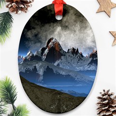 Mountains Moon Earth Space Oval Ornament (two Sides) by Pakrebo