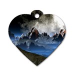 Mountains Moon Earth Space Dog Tag Heart (Two Sides) Front