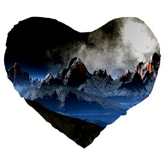 Mountains Moon Earth Space Large 19  Premium Flano Heart Shape Cushions by Pakrebo