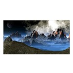 Mountains Moon Earth Space Satin Shawl Front